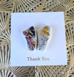 金色紫陽花とピンクのお花のドライフラワーイヤリング☆１点物