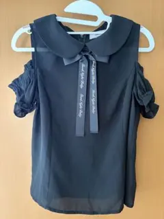 AnkRouge オフショルダー シフォンブラウス ブラック