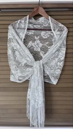 【美品】【結婚式】シルバーストール　ショール　結婚式 花柄