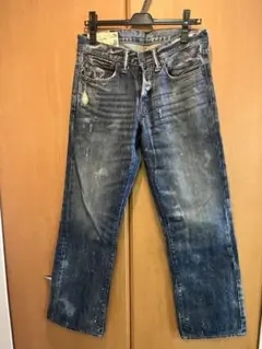 Abercrombie アバクロ　ダメージ加工　ルーズストレートデニム