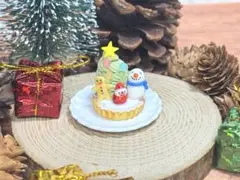 在庫整理♡ミニチュアスイーツ♡クリスマスタルト♡樹脂粘土♡ミニチュア♡ケーキ