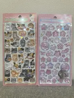 和柄ボンボンドロップシール　桜　和猫