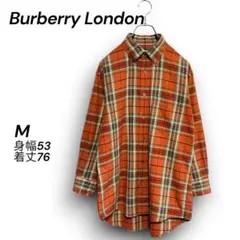 バーバリーロンドン ノバチェック 長袖シャツ M シェルボタン 三陽商会 美品