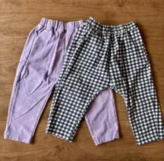 GU サマナルパンツ パープル＆ギンガムチェック 2点セット 90センチ
