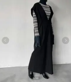 ジャンパースカート Vネックタイトワンピース サロペットスカート ワンピース М