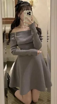 オフショルダー　ワンピース　ミニ丈　レディース　オフショルワンピ