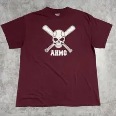 GILDAN カレッジTシャツ スカル ベースボールロゴ AHMO ボルドー