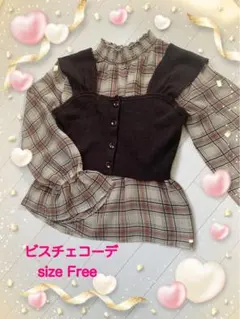 ビスチェ＆襟、袖のフリルがかわいい、おしゃれコーデ　Freeサイズ