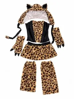 ヒョウ柄 レオパード 猫 コスプレ 衣装 5点セット ハロウィン
