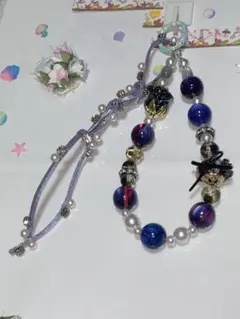 ハンドメイド 紫と青の携帯ストラップ