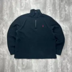 ラルフローレン 刺繍ロゴ ハーフジップスウェット ブラック L 6205