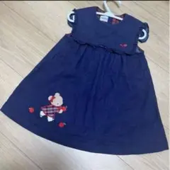 値下げファミリア デニムワンピース ジャンパースカート リアちゃんリンゴ 80