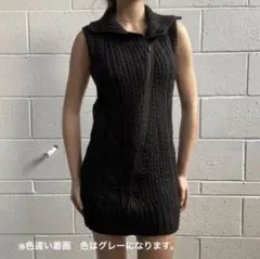 DIESELグレー ニットベストワンピース　 タートルネック　ジップ　y2k