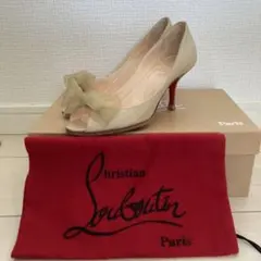 Christian Louboutin ベージュ オープントゥパンプス