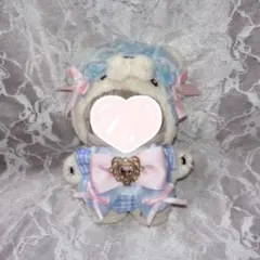 10-12cm ぬい服 スタイ ヘッドドレス ブルー×ピンク