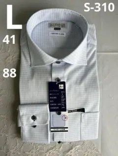 S-310 新品 i-shirt 長袖 L 41 ノーアイロン 千鳥柄 タグ付き
