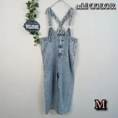 【add COLOR】サスペンダー付デニムパンツ M サックス 大きめ しまむら