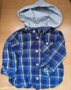 フード付きチェック柄シャツ