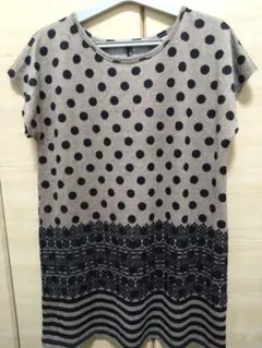 ☆最終価格☆【ドット柄半袖チュニック】　Мサイズ　ベージュ