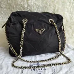 PRADA　プラダ　チェーンショルダー　キルティング　ハンドバッグ　黒　保存袋