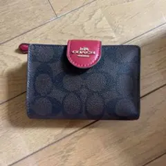 coach コーチ　二つ折り財布　ミニ財布　シグネチャー　ブラウン　レザー　ロゴ