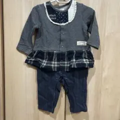 ロンパース・カバーオール 80cm グレー×ネイビー