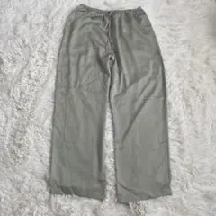 未使用 UNIQLO サテンドレープストレートパンツ ライトグリーン L