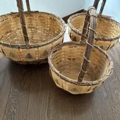 竹製バスケット3点セット