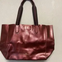 COACH ワインレッド レザートートバッグ