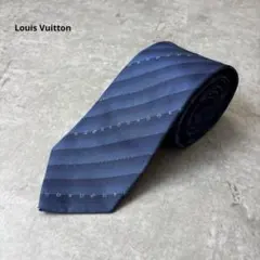 ルイヴィトン ネクタイ LV ストライプ ドット チェック ネイビー 紺色
