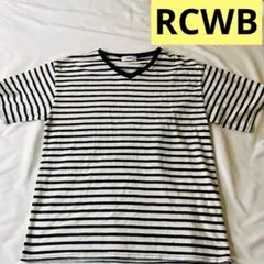【RCWB】ネイビー×ホワイト VネックボーダーTシャツ　FREE