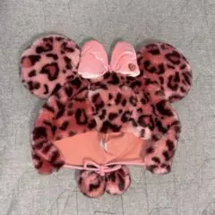【レア】ピンク ヒョウ柄　ミニーちゃん　ファンキャップ 旧デザイン
