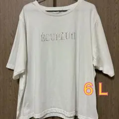 しまむら　hinastyle ロゴ 半袖Tシャツ ホワイト 6L　大きいサイズのサムネイル