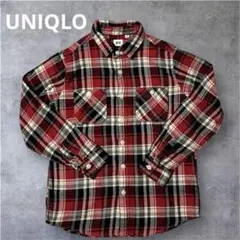 UNIQLOユニクロ キッズ 赤黒チェック柄 長袖フランネルシャツ 150cm