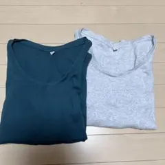 ユニクロ　 リブUネックT　 五分袖　３ＸL　2枚セット