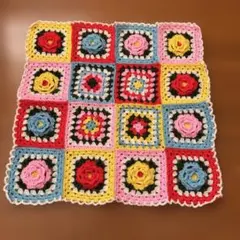 立体お花モチーフブランケット