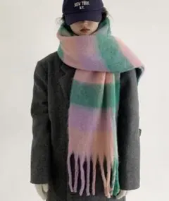 チェック柄ロングマフラー　ピンク