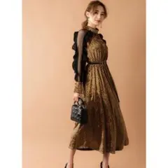 【E′LFFINE】エレガントなブラウンゴールドドレス