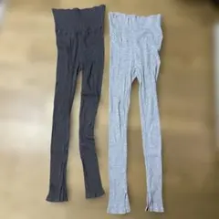 マタニティリブレギンスライトグレー&チャコール2本セット