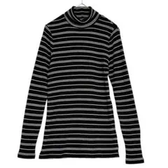 UNIQLO ユニクロ　タートルネック ボーダーニット　黒　M