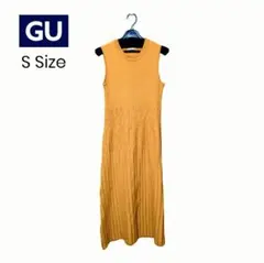 GU リブニットワンピース ノースリーブ オレンジ S 春夏 340562