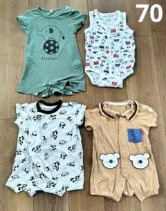 新生児　ベビー ロンパース 　肌着　半袖 4枚　セット　 70cm
