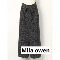 美品✨【Mila Owen/ミラオーウェン】ワイドパンツ M 花柄 ブラック