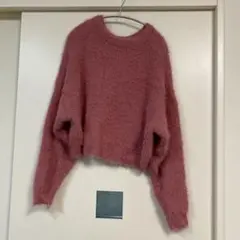 ショート丈フェザーニットプルオーバー ピンク F