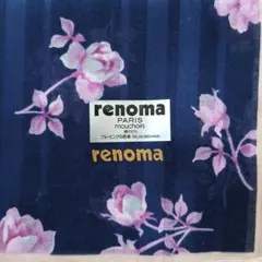 renoma 花柄 ハンカチ ネイビー 約50cm