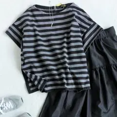 クリーニング済＊Drawer ririバックジップボーダーカットソー ドゥロワーのサムネイル