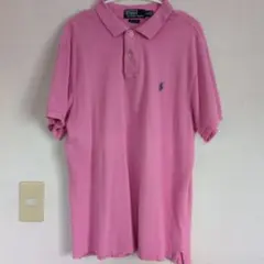 ラルフローレン ポロシャツ ピンク XL スリムフィット 刺繍ロゴ 半袖