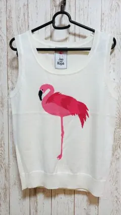 ジュン アンド ロペ ゴルフ ニット ベスト フラミンゴ柄 サイズM