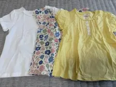 【美品】ブランシェス等　花柄トップス 白T イエローチュニック 3点セット　90