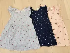 【美品】hm フリル袖ワンピース3点セット 80cm